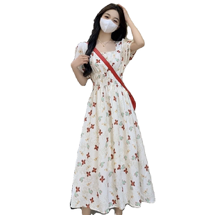 连衣裙女裙子2026年夏季新款长裙白色碎花法式气质显瘦小个子春秋