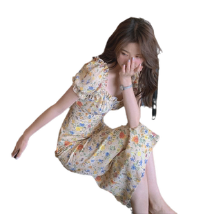 炸街可甜可盐裙子仙女超仙森系法式复古初恋油画小碎花连衣裙女夏