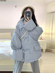 2025新款牛角扣学院风羽绒棉袄女冬季新款棉服短款小个子可爱外套