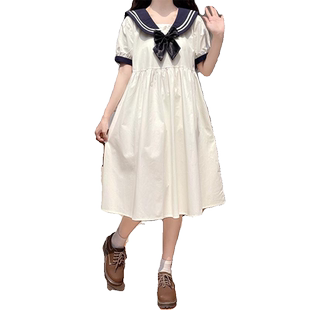 海军领连衣裙少女生夏装2025新款初中高中学生甜美日系学院风裙子