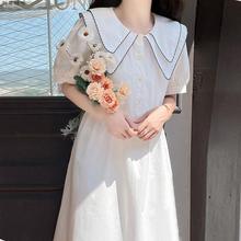 娃娃领连衣裙少女生夏装2025新款初中高中学生森系减龄中长款裙子