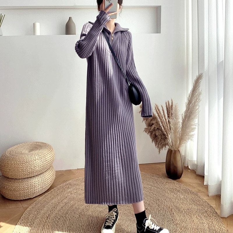 2025年新款直筒拉链女春秋中长款慵懒风宽松毛衣裙,女装/女士精品,连衣裙,淘宝优惠券,粉丝福利购,淘宝优惠卷