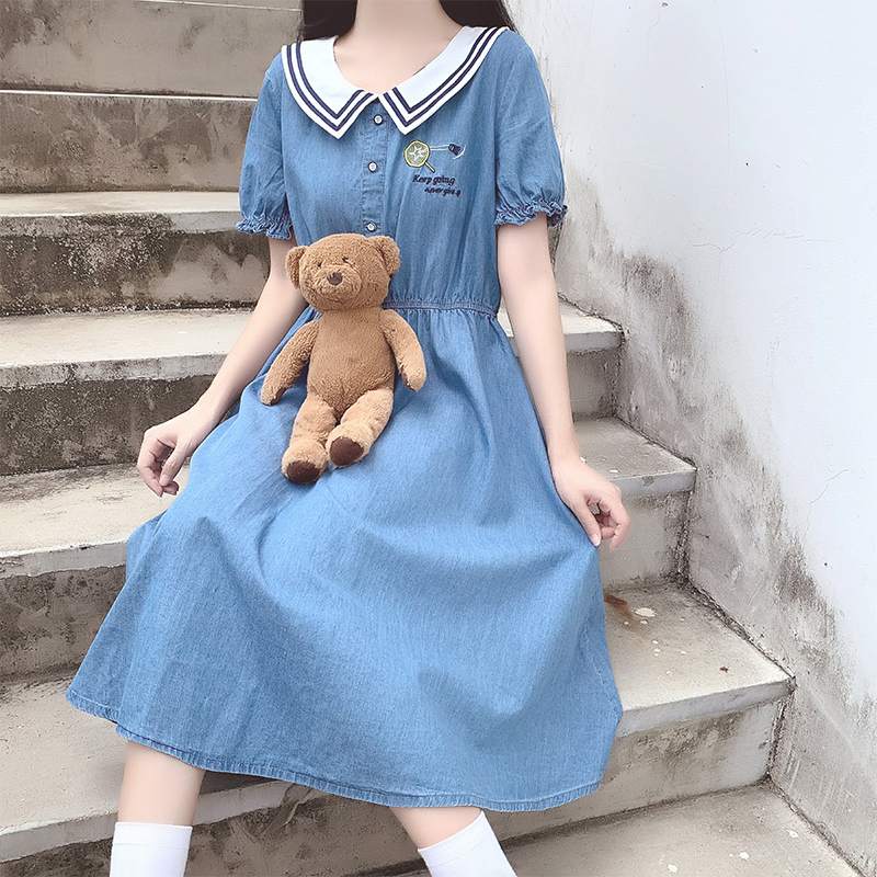 少女学生牛仔裙大童2025夏季新款学院风显瘦初高中生