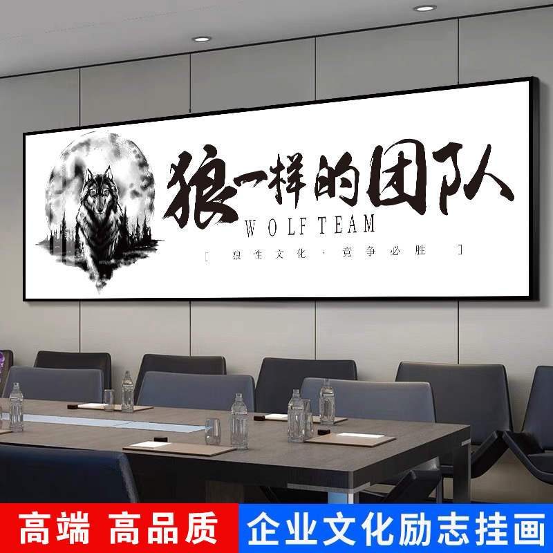 企业文化墙贴会议室励志标语办公室挂画公司装饰画团队励志背景墙