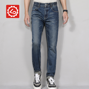 [小直筒]EA5115唠叨牛仔秋冬新品凸胶男士弹力牛仔裤修身小直筒