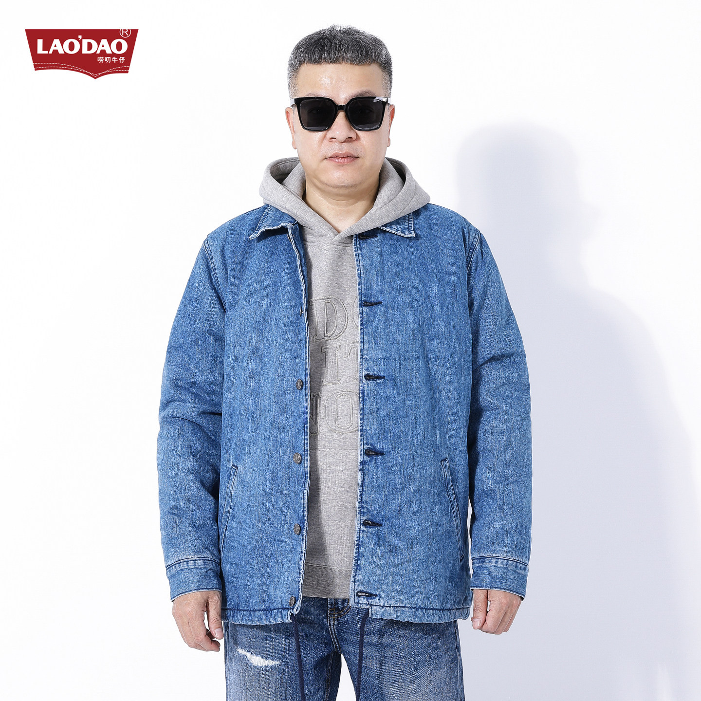 DA4112NZY唠叨牛仔秋冬加棉牛仔外套保暖夹克美式复古牛仔棉衣男