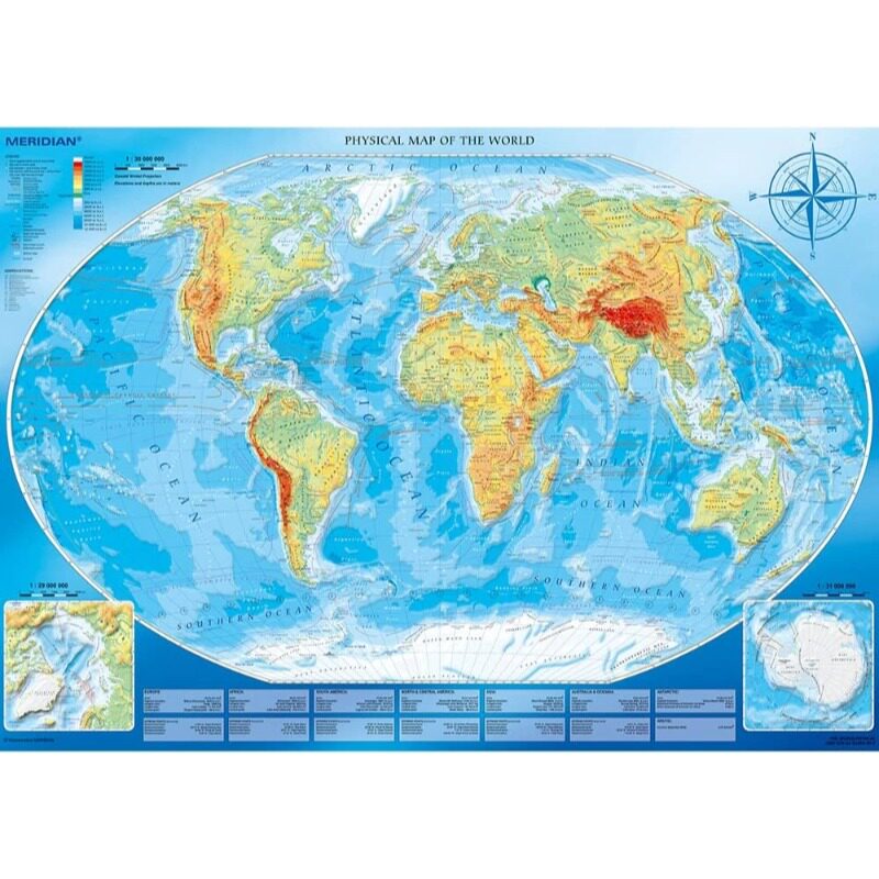 新品包邮trefl欧洲进口成人益智拼图玩具45007世界物理地图4000片