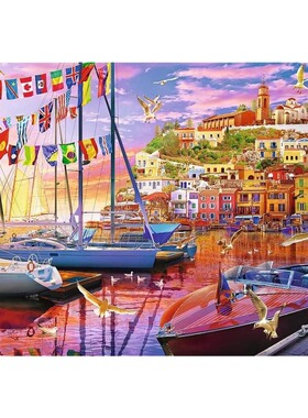 正品包邮 trefl欧洲进口成人益智拼图10696夏季海港的傍晚1000片