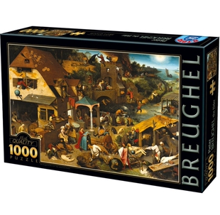 现货 D-Toys进口名画拼图 73778BR01 尼德兰箴言1000片老勃鲁盖尔