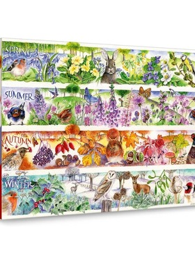 新品包邮波兰trefl欧洲进口益智拼图玩具12078田园花鸟四季1000片