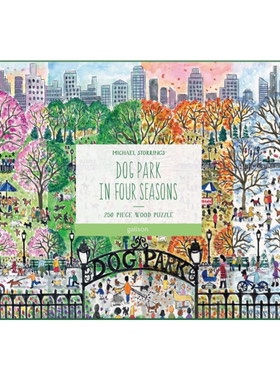 新品包邮美国Galison进口成人益智拼图73099狗公园四季1000片减压