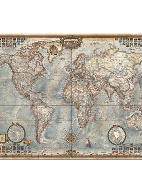 【现货】西班牙进口拼图礼物EDUCA古世界地图4000片高难度地狱级