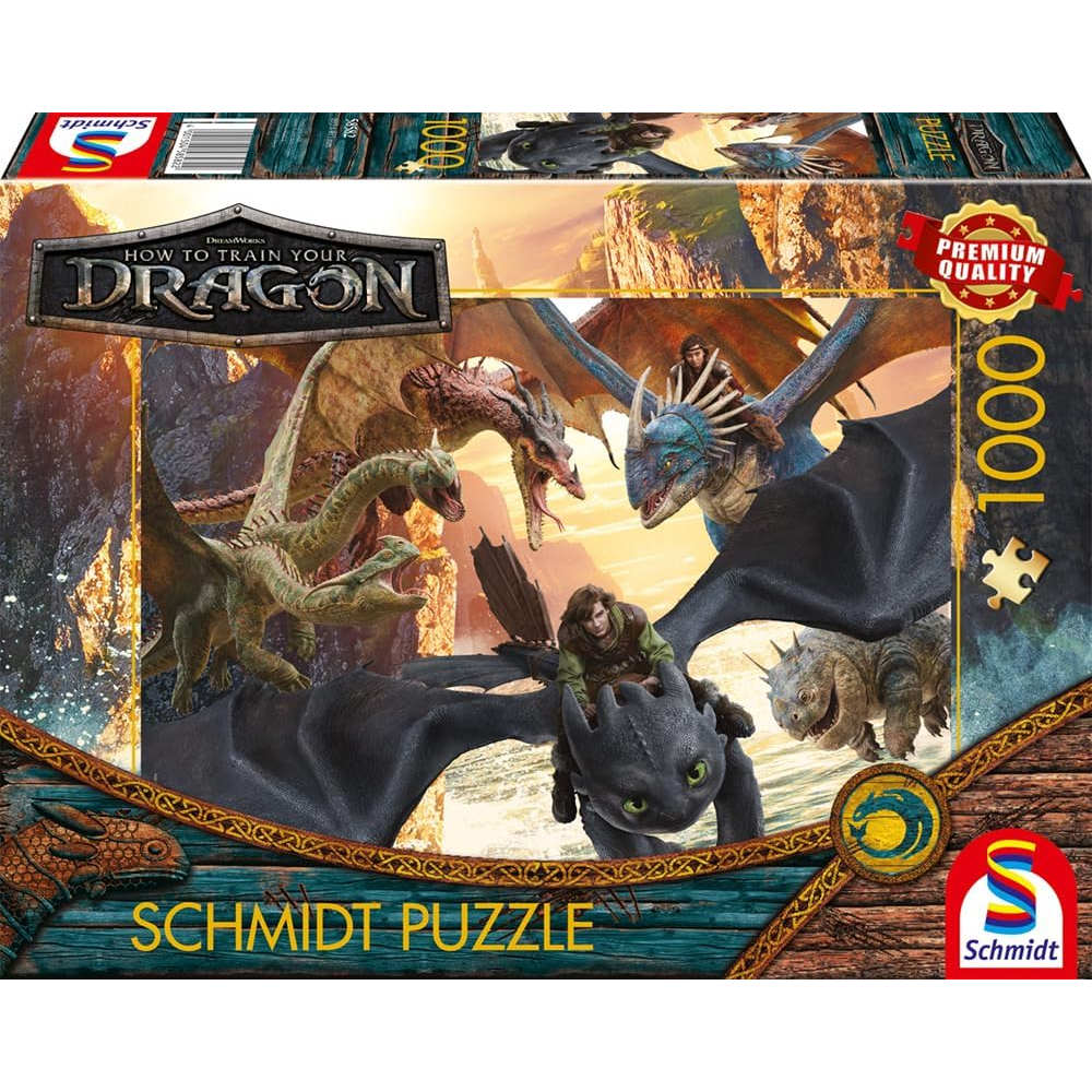 新品施密特Schmidt德国进口拼图58582维京少年与龙1000片驯龙高手