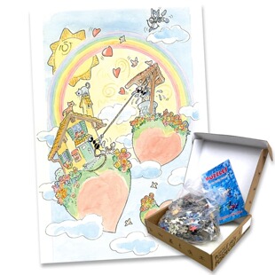 彩虹下 小蚂蚁Akena意大利进口益智拼图 爱之取水540片 包邮 新品