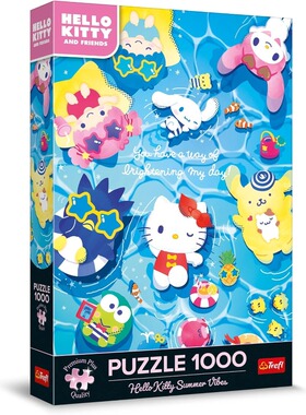 新品包邮 波兰trefl欧洲进口益智拼图12067凯蒂猫 池塘夏日1000片