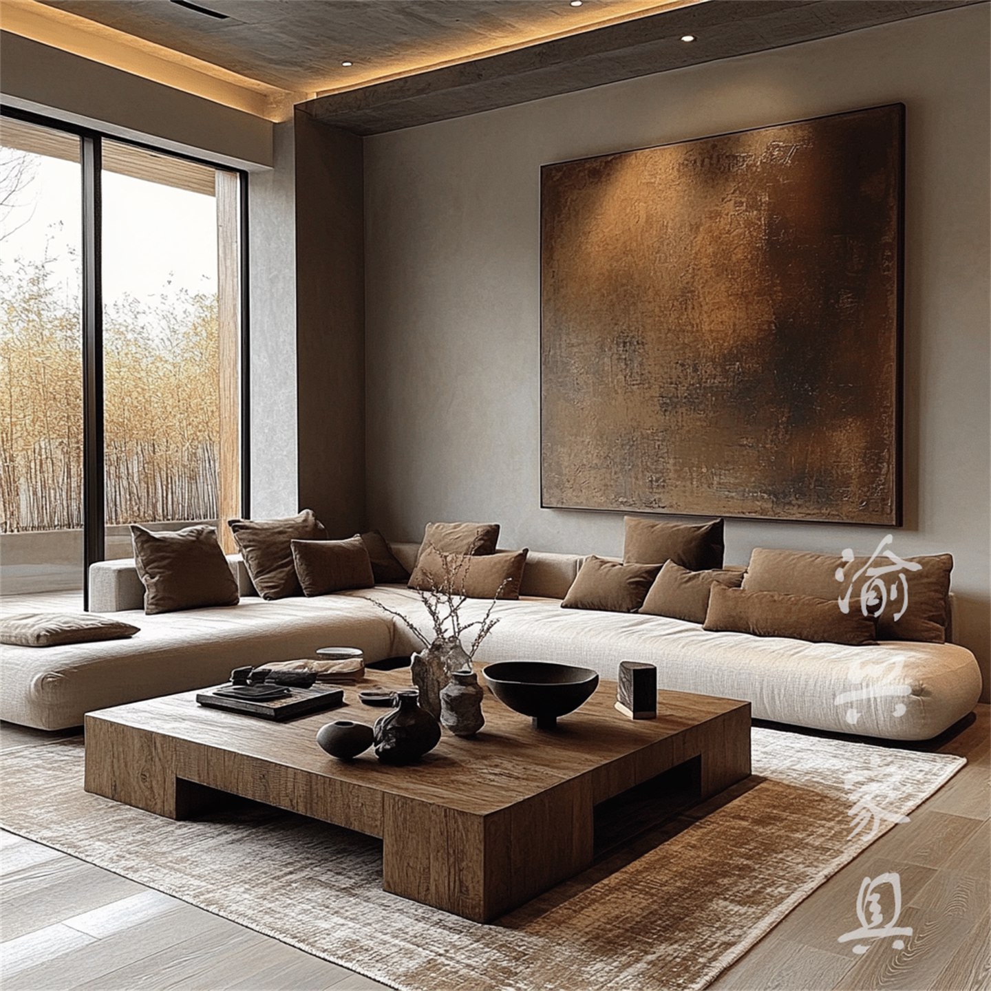 侘寂风实木茶几设计师款长方形极简客厅沙发茶几矮茶几可订做