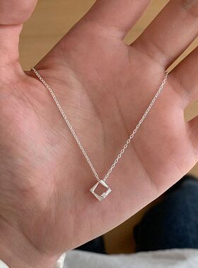 批发简约项链几何锁骨女小众气质链设计感ins方形时尚精致单钻风