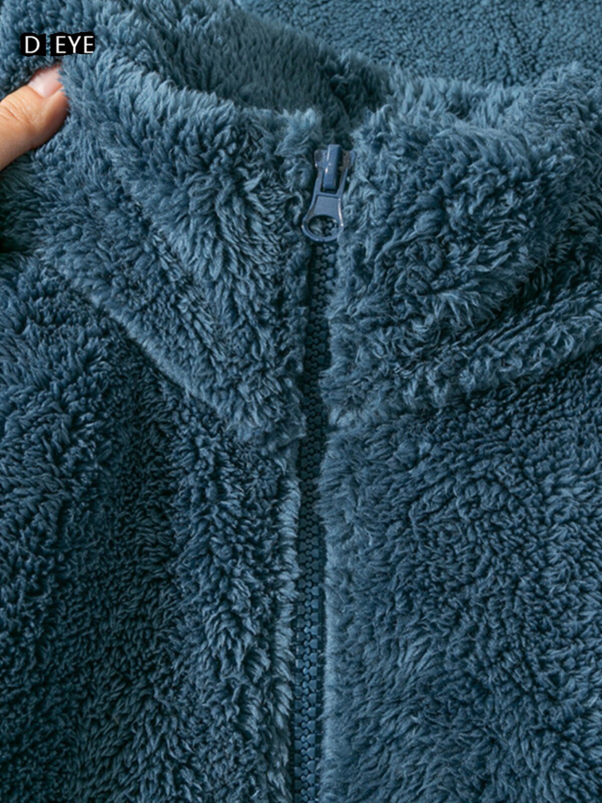 蓝色双面摇粒绒外套女秋冬抓绒立领内胆上衣珊瑚绒家居服毛绒卫衣