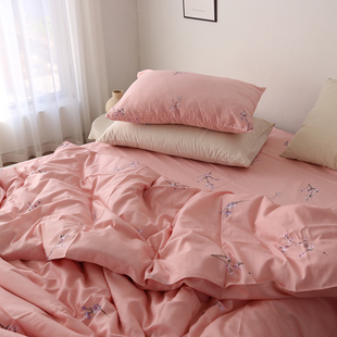 外贸尾单天丝亚麻透气复古竹节棉被套双人1.5m1.8m出口高端床品