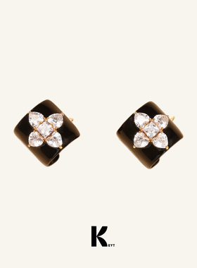 KEYT.原创“old money”金银双色十字锆石耳环A217