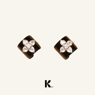 KEYT.原创“old money”金银双色十字锆石耳环A217