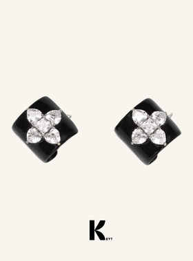 KEYT原创“old money”黑色系金银双色十字锆石耳环戒指项链