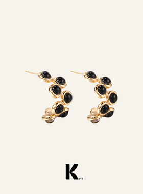 KEYT红色透明珠珠耳环