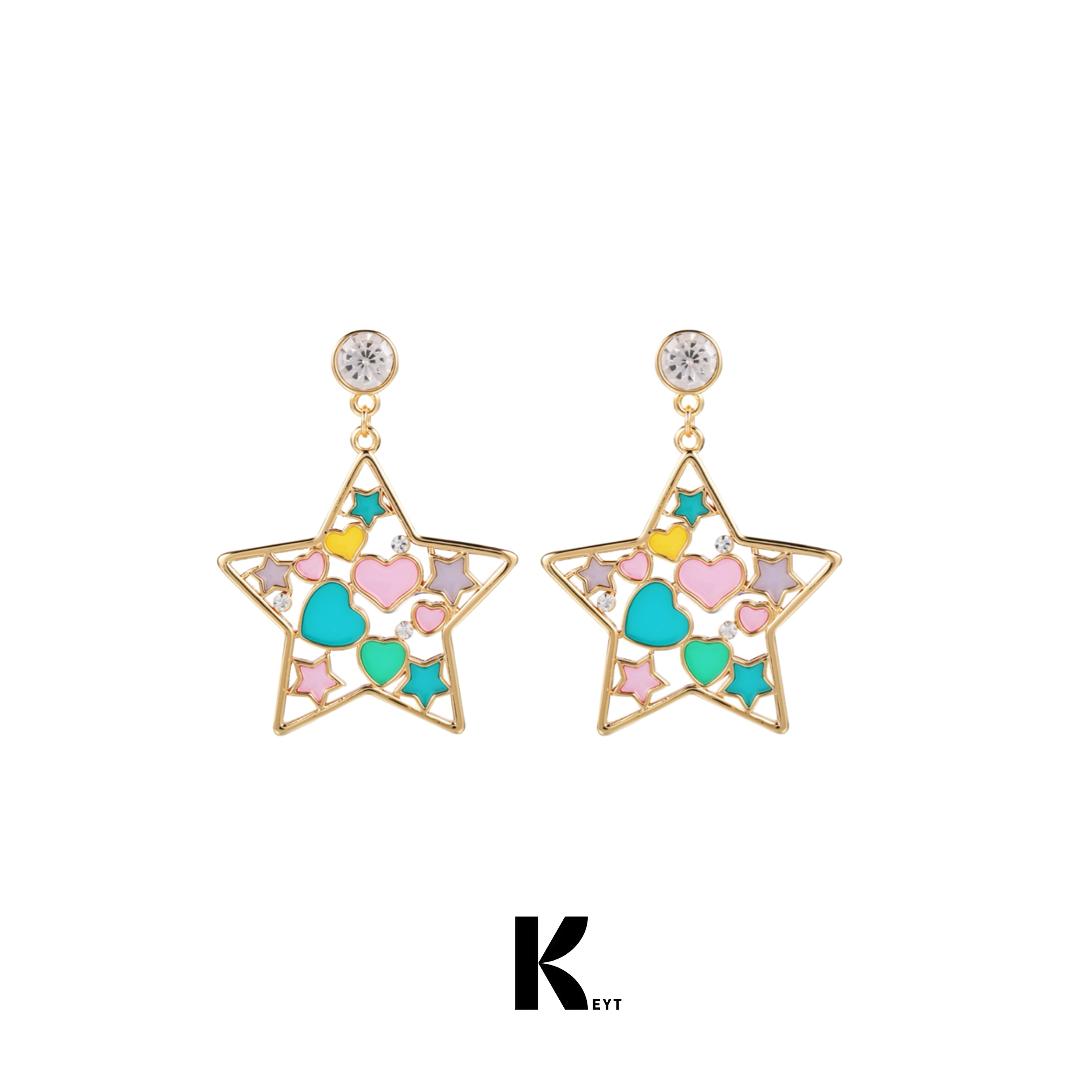 keytacc多色五角星耳环