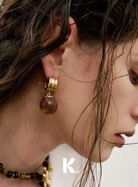 KEYT.自主设计凯旋门透明吊坠多色半透球球耳钉