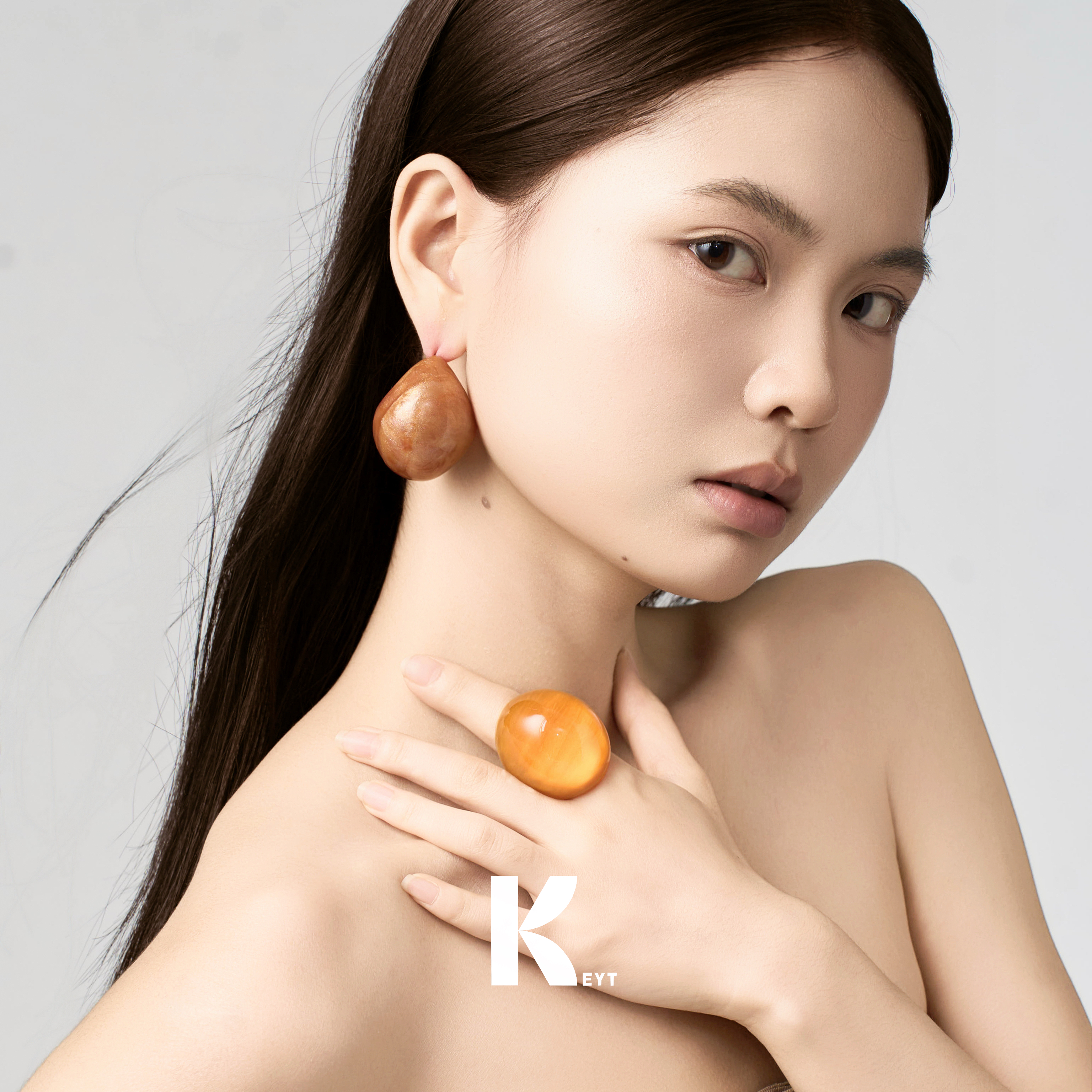 KEYT五色石质水滴耳饰A127