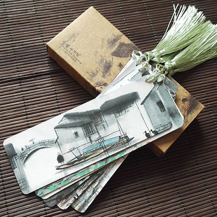 书签古典中国风纸质水墨古风简约文艺江南水乡毕业学生精美礼物