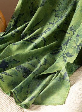 D寒潭烟翠 法G设计感优雅气质印花真丝吊带连衣裙女30B0