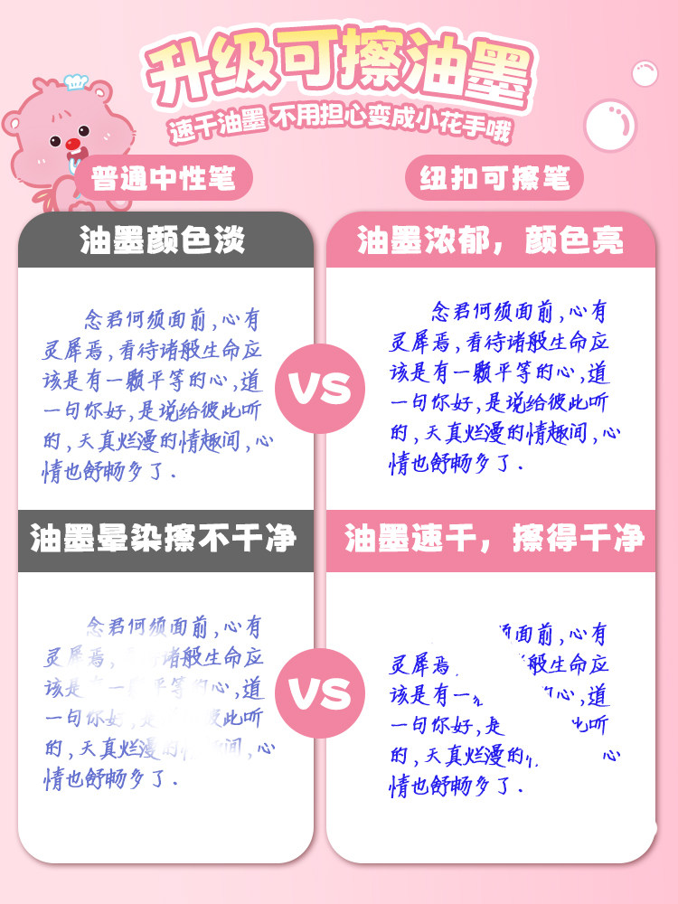 YIMULIN 3 색 지울 수있는 펜 열 감지 푸시 버튼 젤 펜 초등학생 특별 3 학년 고급 마술 지우개 블루 브러쉬 질문 펜 크리스탈 블루 볼 비드 카피 레드 매직 쉽게 지울 수있는 블랙 워터 리필