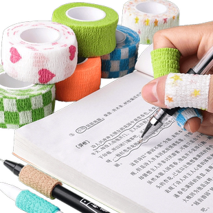 护指绷带写字防磨手指保护套防痛学生握笔指套防起茧防茧胶带自粘儿童中小学生海绵握笔器笔套防长茧神器裹绑