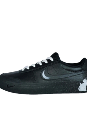 【定制球鞋】Nike CourtShot经典百搭低帮板鞋男女同款 黑白色