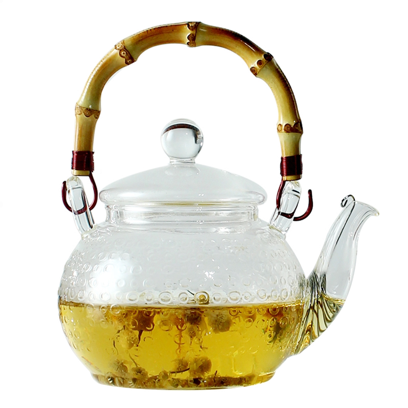一屋窑正品包邮玻璃茶具耐热花草茶壶泡茶器家用茶壶提梁壶煮茶壶