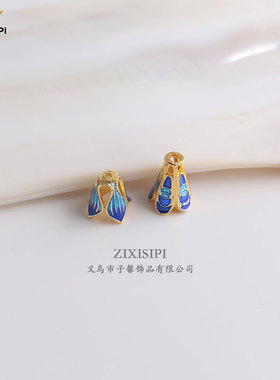 铜景泰蓝流苏帽搭花托