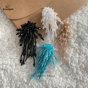 立体手工钉珠水晶流苏花朵贴鞋帽耳饰衣服装饰配件diy辅料/M0521