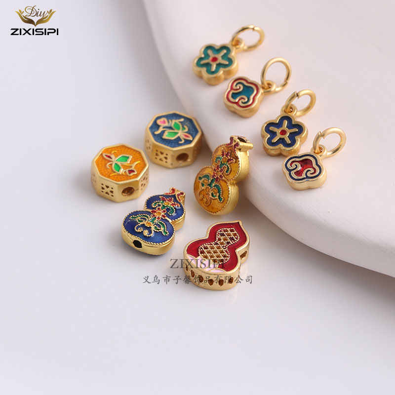 小滴油珐琅隔珠挂坠配饰