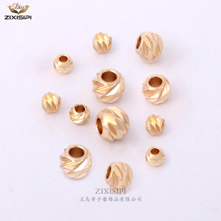 电镀14k金色金珠横切花珠圆珠diy手工串手链项链隔珠散珠/M0054