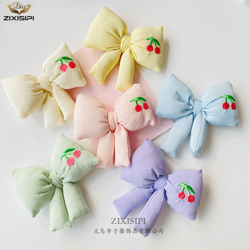 zixisipi布艺充棉樱桃刺绣蝴蝶结