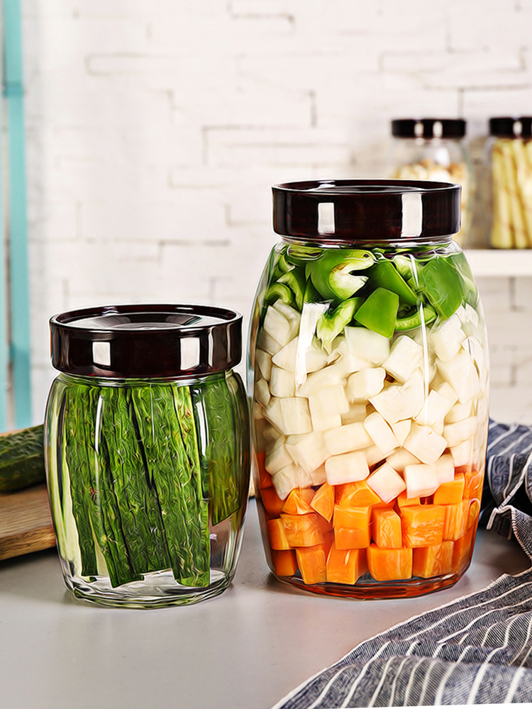 密封罐玻璃泡菜坛子腌菜空瓶子食品级家用大容量装咸菜宽口罐头瓶