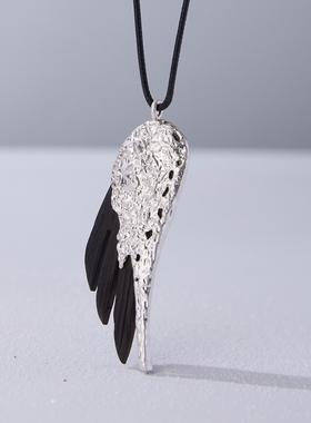 吉羽新国风檀木羽翼长款毛衣链