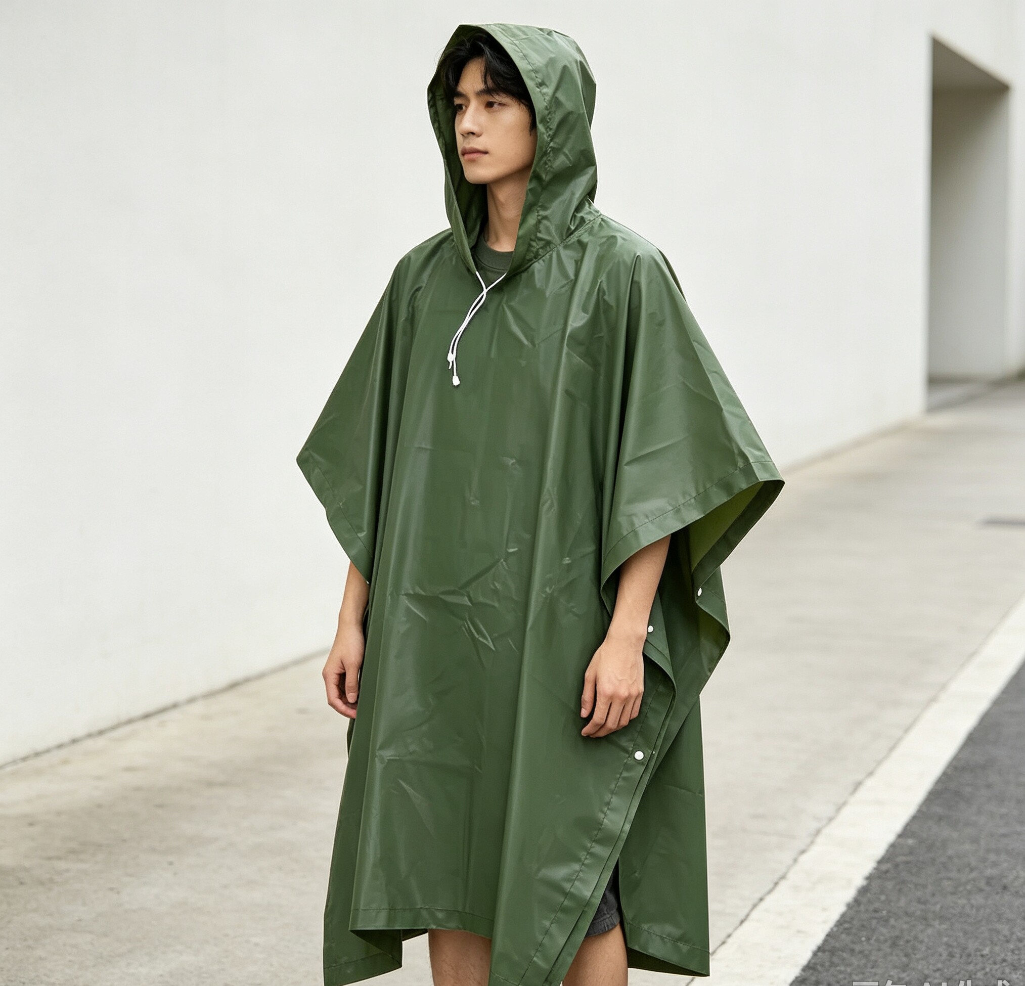 外贸单雨衣三合一户外徒步登山野营地垫斗篷式雨披欧美防水