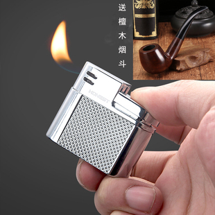 2024百诚金属烟斗打火机一体斜火充气小巧便携精致商务刻字点烟器