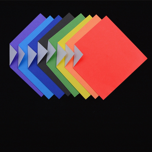 单面折纸正方形大红色蓝色多规格厘米混合手工材料折叠纸白色背面