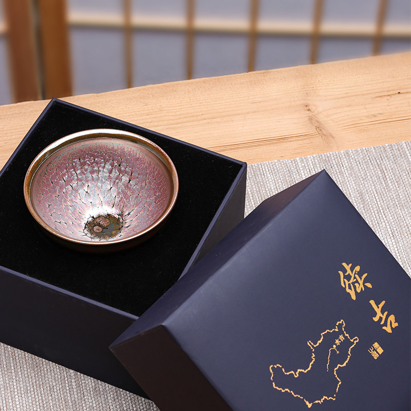 建阳建盏全手工卢毅手作建盏之路续吉彩金银滴主人杯茶盏图片
