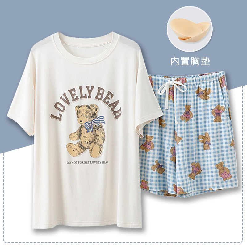 莫代尔带胸垫bra夏季薄款睡衣