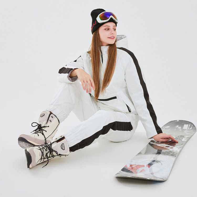 【FASAIP】新款学院风滑雪服套装黑白男女款防水加绒上衣裤子套装