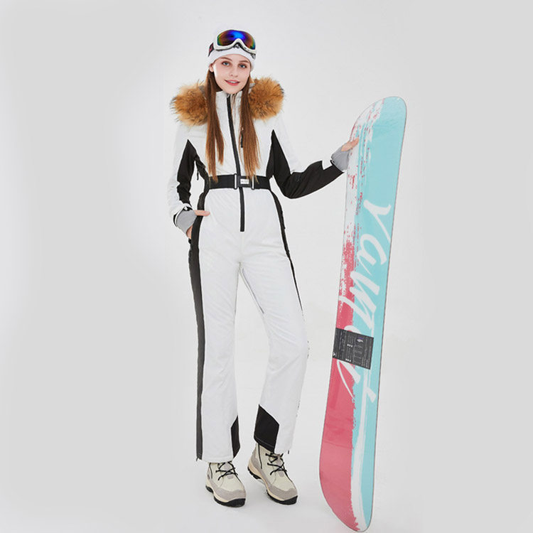 【FASAIP】户外红黑色双板单板野雪防风透气女式连体滑雪服黑白色